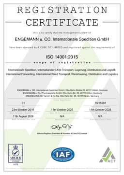 ISO 14001 Zertifikat Engemann
